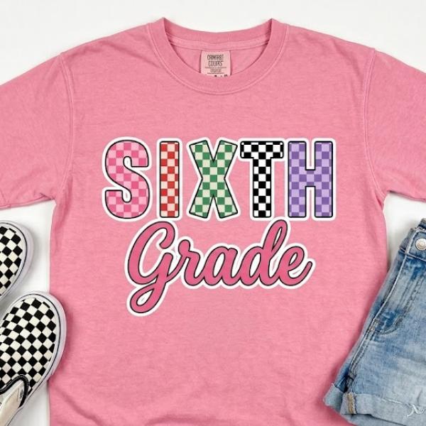 Sixth Grade Checkered Tee