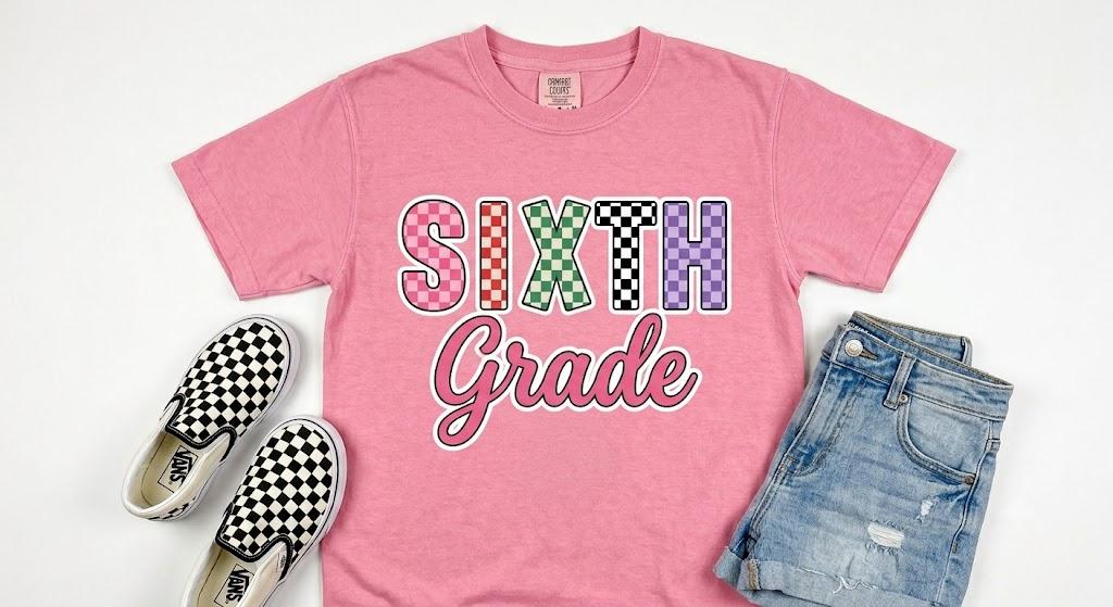 Sixth Grade Checkered Tee